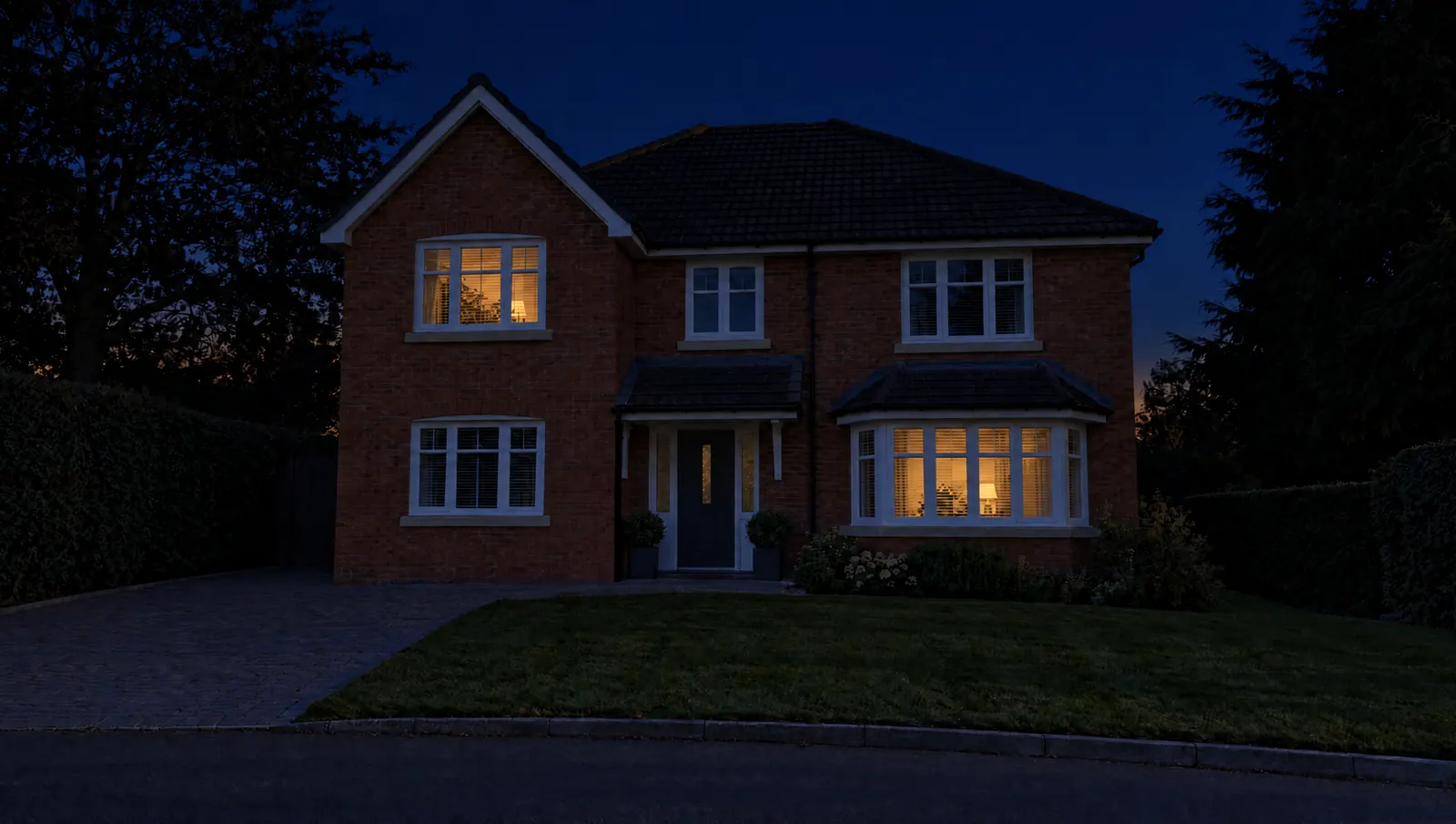 The house at night with the lights off